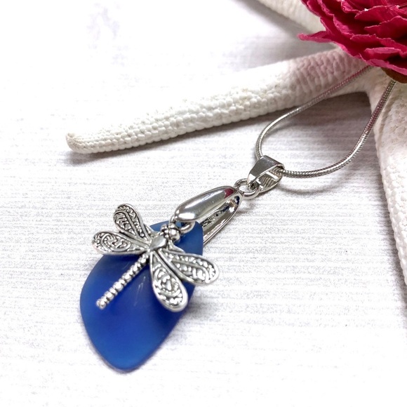 jasmines jewels Jewelry - Dragonfly Necklace, Sea Glass, Butterfly, Insect